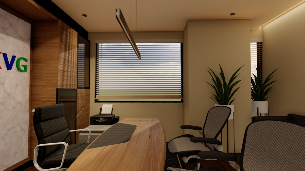 Executive office desk and window seating design