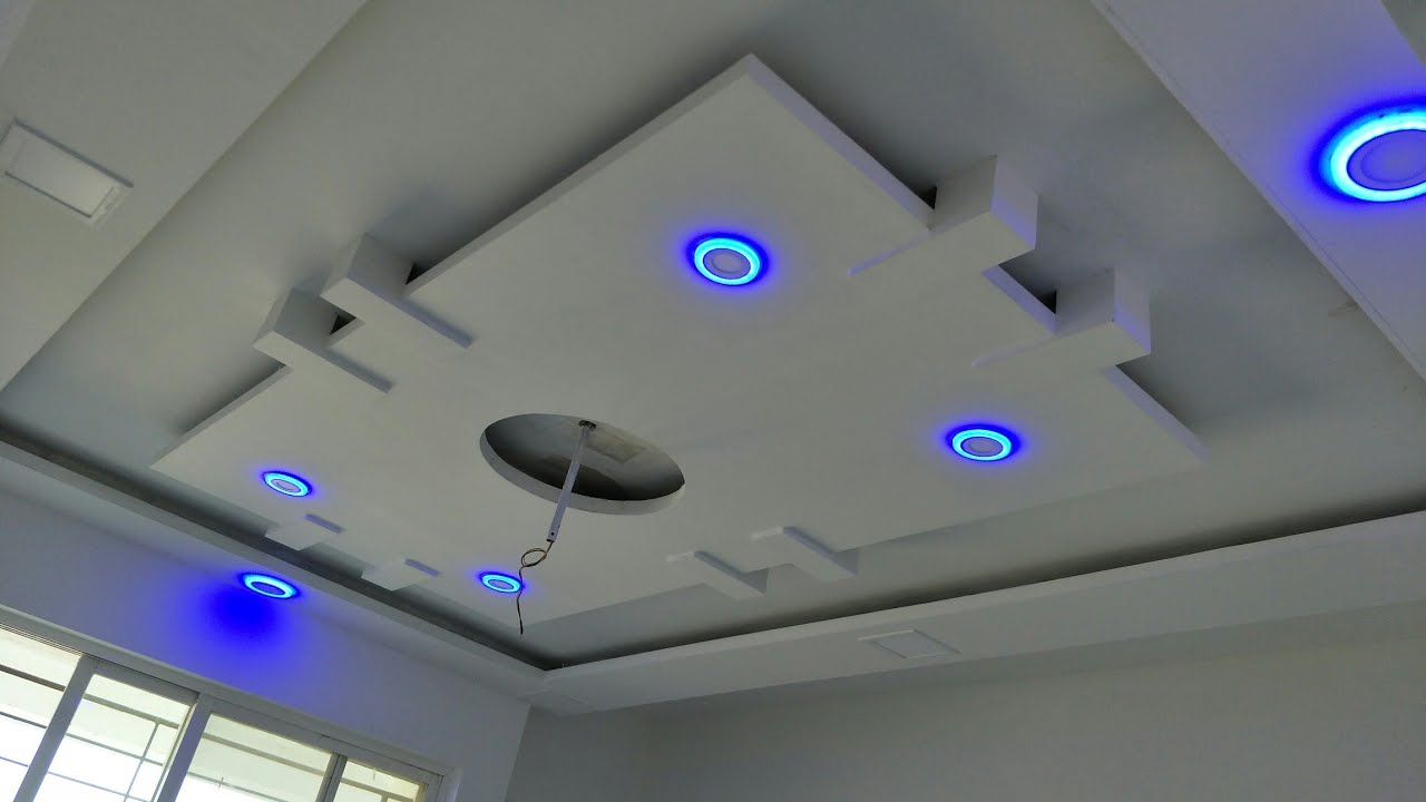 False ceiling with blue accent lighting